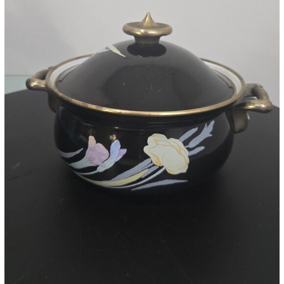 Mikasa Other - Mikasa Grande Chef Charisma Enamel Pot Black Floral Japan